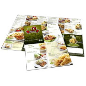 CARDÁPIOS CARDÁPIOS PERSONALIZADOS 4 PÁGINAS COM DOBRA COUCHÊ 300G 480X330MM Colorido frente e verso - 24 un.