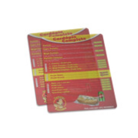 CARDÁPIOS CARDÁPIOS PERSONALIZADOS PVC PVC 0,30MM TRANSLÚCIDO TINTA BRANCA 150X210MM Colorido frente - 24 un.