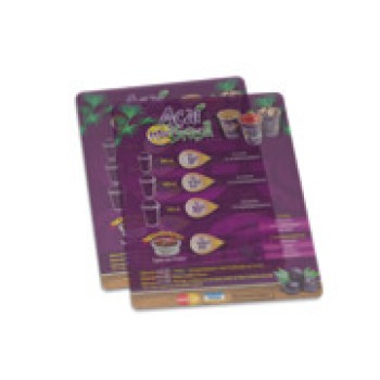 CARDÁPIOS CARDÁPIOS PERSONALIZADOS PVC PVC 0,30MM TRANSLÚCIDO TINTA BRANCA 150X210MM Colorido frente - 100 un.