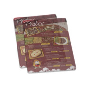 CARDÁPIOS CARDÁPIOS PERSONALIZADOS PVC PVC 0,30MM TRANSLÚCIDO TINTA BRANCA 210X300MM Colorido frente - 100 un.
