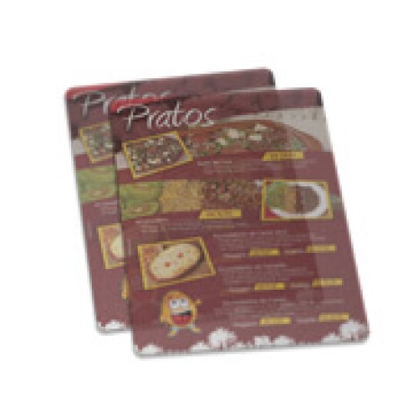 CARDÁPIOS CARDÁPIOS PERSONALIZADOS PVC PVC 0,30MM TRANSLÚCIDO TINTA BRANCA 210X300MM Colorido frente - 100 un.