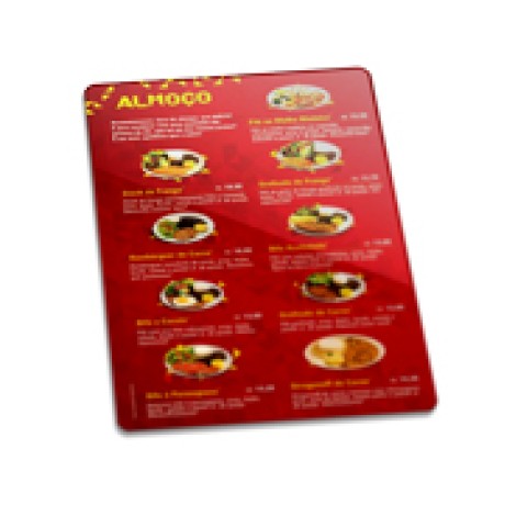 CARDÁPIOS PERSONALIZADOS PVC PVC 0,50MM PREMIUM BRANCO 273X424MM Colorido frente - 5 un.