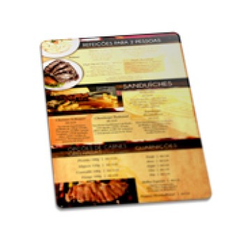 CARDÁPIOS CARDÁPIOS PERSONALIZADOS PVC PVC 0,50MM PREMIUM BRANCO 273X424MM Colorido frente - 25 un.