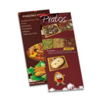 CARDÁPIOS CARDÁPIOS PERSONALIZADOS SIMPLES COUCHÊ 300G 105X300MM Colorido frente e verso - 4 un.