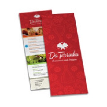 CARDÁPIOS CARDÁPIOS PERSONALIZADOS SIMPLES COUCHÊ 300G 105X300MM Colorido frente e verso - 8 un.