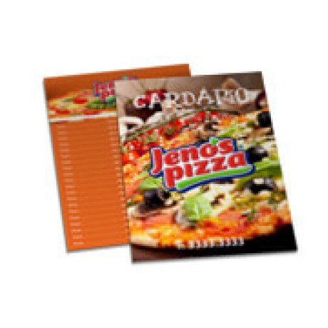 CARDÁPIOS CARDÁPIOS PERSONALIZADOS SIMPLES COUCHÊ 300G 150X210MM Colorido frente e verso - 48 un.