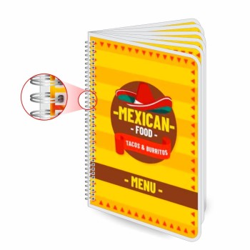 CARDÁPIOS CARDÁPIOS PERSONALIZADOS WIRE O 12 PÁGINAS PLASTIFICAÇÃO RÍGIDA 0,10MM COUCHÊ 150G Colorido frente e verso - 5 un.