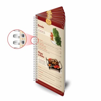 CARDÁPIOS CARDÁPIOS PERSONALIZADOS WIRE O 16 PÁGINAS PLÁSTICO COMPACTO 0,05MM 105X300MM Colorido frente e verso - 4 un.