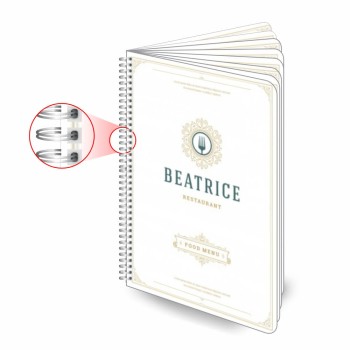 CARDÁPIOS CARDÁPIOS PERSONALIZADOS WIRE O 16 PÁGINAS PLÁSTICO COMPACTO 0,05MM 420X300MM Colorido frente e verso - 25 un.