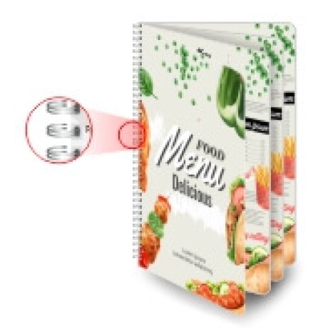 CARDÁPIOS CARDÁPIOS PERSONALIZADOS WIRE O 16 PÁGINAS PLASTIFICAÇÃO RÍGIDA 0,10MM COUCHÊ 150G Colorido frente e verso - 4 un.