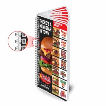 CARDÁPIOS CARDÁPIOS PERSONALIZADOS WIRE O 16 PÁGINAS PLASTIFICAÇÃO RÍGIDA 0,10MM COUCHÊ 150G Colorido frente e verso - 8 un.