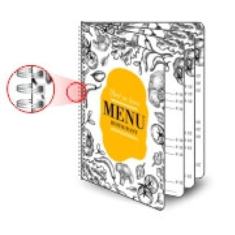 CARDÁPIOS CARDÁPIOS PERSONALIZADOS WIRE O 16 PÁGINAS PLASTIFICAÇÃO RÍGIDA 0,10MM COUCHÊ 150G Colorido frente e verso - 12 un.