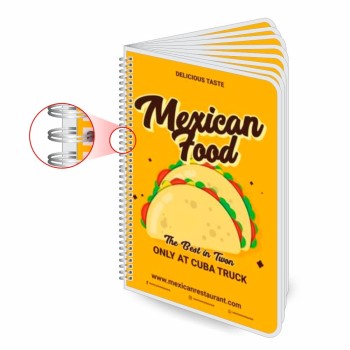 CARDÁPIOS CARDÁPIOS PERSONALIZADOS WIRE O 16 PÁGINAS PLASTIFICAÇÃO RÍGIDA 0,10MM COUCHÊ 150G Colorido frente e verso - 25 un.