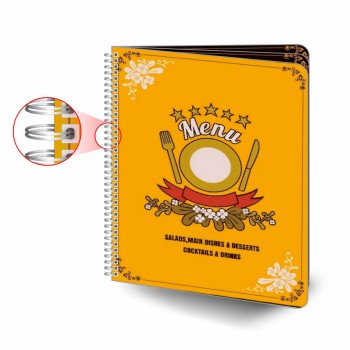 CARDÁPIOS CARDÁPIOS PERSONALIZADOS WIRE O 6 PÁGINAS PLÁSTICO COMPACTO 0,05MM 210X300MM Colorido frente e verso - 20 un.