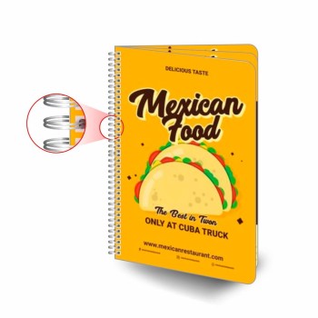 CARDÁPIOS CARDÁPIOS PERSONALIZADOS WIRE O 6 PÁGINAS PLÁSTICO COMPACTO 0,05MM 300X420MM Colorido frente e verso - 5 un.