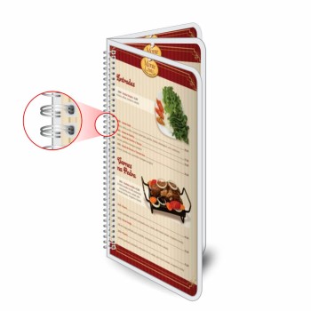 CARDÁPIOS CARDÁPIOS PERSONALIZADOS WIRE O 6 PÁGINAS PLASTIFICAÇÃO RÍGIDA 0,10MM COUCHÊ 150G Colorido frente e verso - 12 un.