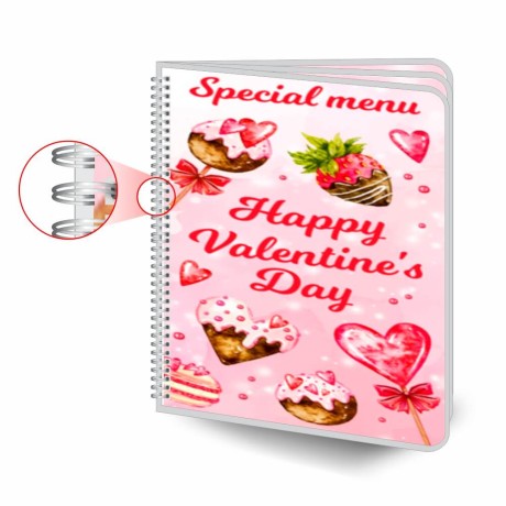 CARDÁPIOS CARDÁPIOS PERSONALIZADOS WIRE O 6 PÁGINAS PLASTIFICAÇÃO RÍGIDA 0,10MM COUCHÊ 150G Colorido frente e verso - 6 un.
