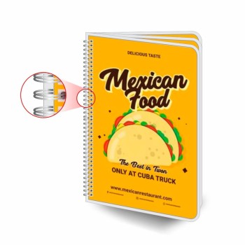 CARDÁPIOS CARDÁPIOS PERSONALIZADOS WIRE O 6 PÁGINAS PLASTIFICAÇÃO RÍGIDA 0,10MM COUCHÊ 150G Colorido frente e verso - 25 un.