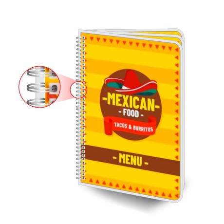 CARDÁPIOS CARDÁPIOS PERSONALIZADOS WIRE O 6 PÁGINAS PLASTIFICAÇÃO RÍGIDA 0,10MM COUCHÊ 150G Colorido frente e verso - 1 un.