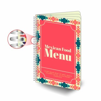 CARDÁPIOS CARDÁPIOS PERSONALIZADOS WIRE O 8 PÁGINAS PLÁSTICO COMPACTO 0,05MM 300X420MM Colorido frente e verso - 10 un.