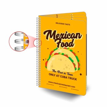 CARDÁPIOS CARDÁPIOS PERSONALIZADOS WIRE O 8 PÁGINAS PLÁSTICO COMPACTO 0,05MM 300X420MM Colorido frente e verso - 5 un.