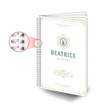 CARDÁPIOS CARDÁPIOS PERSONALIZADOS WIRE O 8 PÁGINAS PLÁSTICO COMPACTO 0,05MM 300X420MM Colorido frente e verso - 25 un.