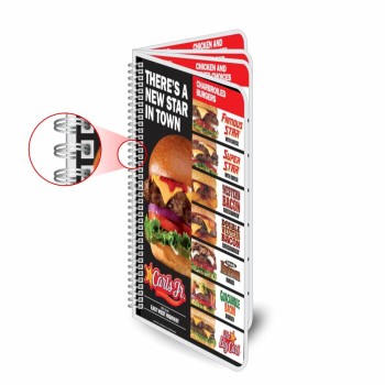 CARDÁPIOS CARDÁPIOS PERSONALIZADOS WIRE O 8 PÁGINAS PLASTIFICAÇÃO RÍGIDA 0,10MM COUCHÊ 150G Colorido frente e verso - 25 un.