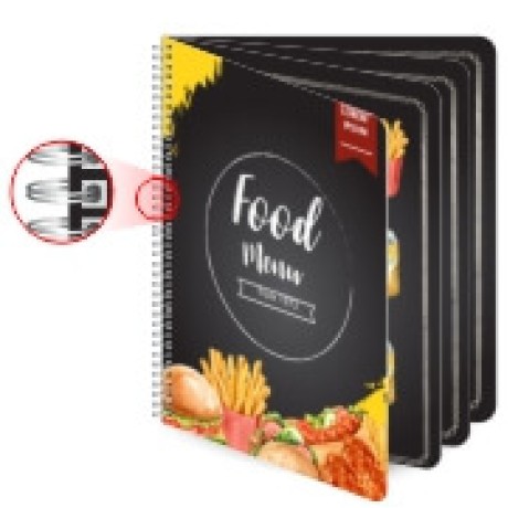CARDÁPIOS CARDÁPIOS PERSONALIZADOS WIRE O 8 PÁGINAS PLASTIFICAÇÃO RÍGIDA 0,10MM COUCHÊ 150G Colorido frente e verso - 5 un.