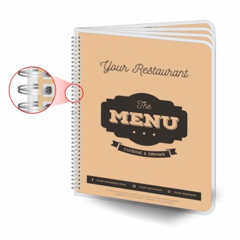 CARDÁPIOS CARDÁPIOS PERSONALIZADOS WIRE O 8 PÁGINAS PLASTIFICAÇÃO RÍGIDA 0,10MM COUCHÊ 150G Colorido frente e verso - 25 un.