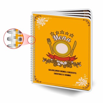 CARDÁPIOS CARDÁPIOS PERSONALIZADOS WIRE O 8 PÁGINAS PLASTIFICAÇÃO RÍGIDA 0,10MM COUCHÊ 150G Colorido frente e verso - 10 un.