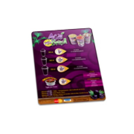 CARDÁPIOS PLASTIFICADOS PLÁSTICO COMPACTO 0,05MM 150X210MM Colorido frente - 100 un.