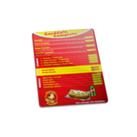 CARDÁPIOS PLASTIFICADOS PLÁSTICO COMPACTO 0,05MM 150X210MM