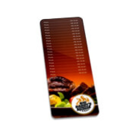 CARDÁPIOS PLASTIFICADOS PLÁSTICO COMPACTO 0,05MM 150X445MM Colorido frente - 24 un.