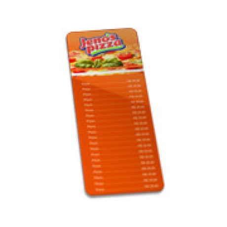CARDÁPIOS PLASTIFICADOS PLÁSTICO COMPACTO 0,05MM 150X445MM Colorido frente - 4 un.