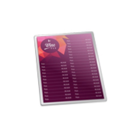 CARDÁPIOS PLASTIFICADOS PLASTIFICAÇÃO RÍGIDA 0,10MM 150X210MM Colorido frente - 4 un.