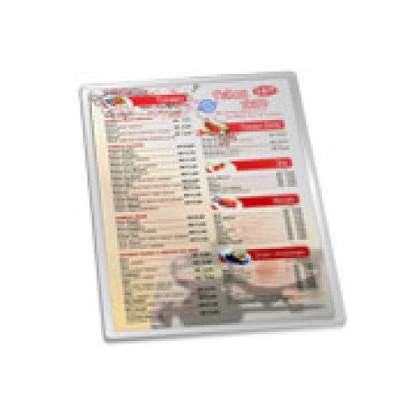 CARDÁPIOS PLASTIFICADOS PLASTIFICAÇÃO RÍGIDA 0,10MM 210X300MM Colorido frente - 48 un.