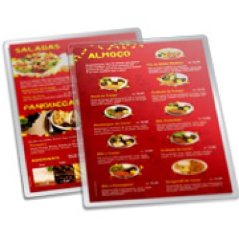 CARDÁPIOS PLASTIFICADOS PLASTIFICAÇÃO RÍGIDA 0,10MM 300X420MM