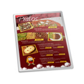 CARDÁPIOS PLASTIFICADOS PLASTIFICAÇÃO RÍGIDA 0,10MM 300X420MM Colorido frente - 48 un.