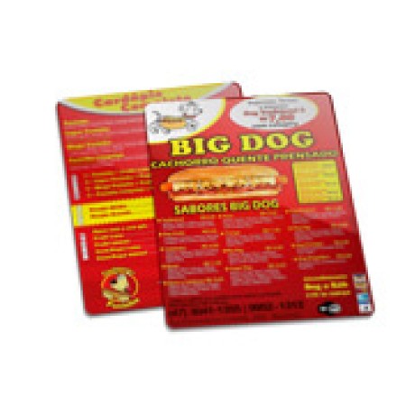 CARDÁPIOS PVC PREMIUM 0,50MM 182X212MM Colorido frente e verso - 100 un.