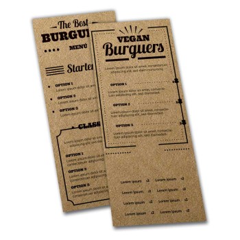 CARDÁPIOS SIMPLES KRAFT 250G 105X300MM Preto e branco frente e verso - 4 un.