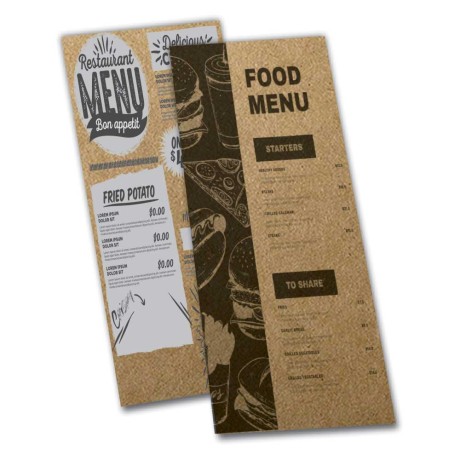 CARDÁPIOS SIMPLES KRAFT 250G 105X300MM Preto e branco frente e verso - 100 un.