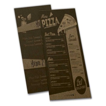 CARDÁPIOS SIMPLES KRAFT 250G 105X300MM Preto e branco frente e verso - 200 un.