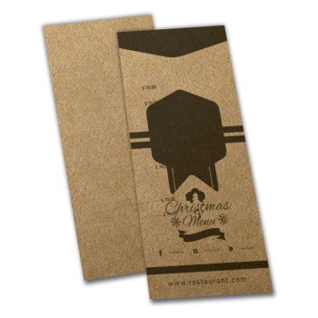 CARDÁPIOS SIMPLES KRAFT 250G 105X300MM Preto e branco frente - 24 un.