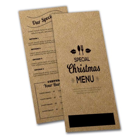 CARDÁPIOS SIMPLES KRAFT 250G 105X300MM Preto e branco frente e verso - 8 un.