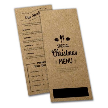 CARDÁPIOS SIMPLES KRAFT 250G 105X300MM Preto e branco frente e verso - 8 un.
