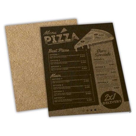 CARDÁPIOS SIMPLES KRAFT 250G 150X210MM Preto e branco frente - 200 un.