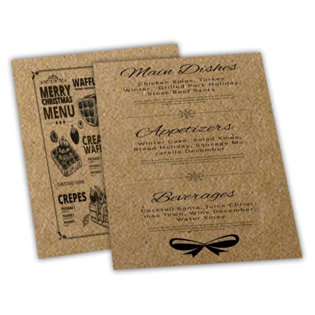 CARDÁPIOS SIMPLES KRAFT 250G 150X210MM Preto e branco frente e verso - 48 un.