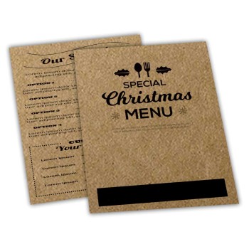 CARDÁPIOS SIMPLES KRAFT 250G 150X210MM Preto e branco frente e verso - 8 un.