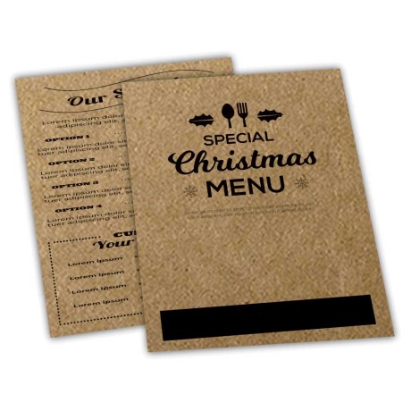 CARDÁPIOS SIMPLES KRAFT 250G 150X210MM Preto e branco frente e verso - 8 un.