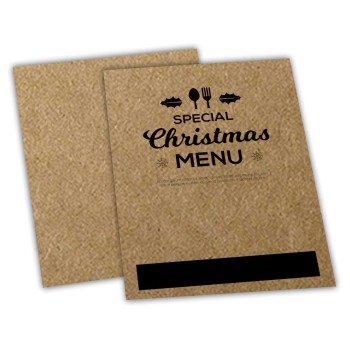 CARDÁPIOS SIMPLES KRAFT 250G 150X210MM Preto e branco frente - 8 un.